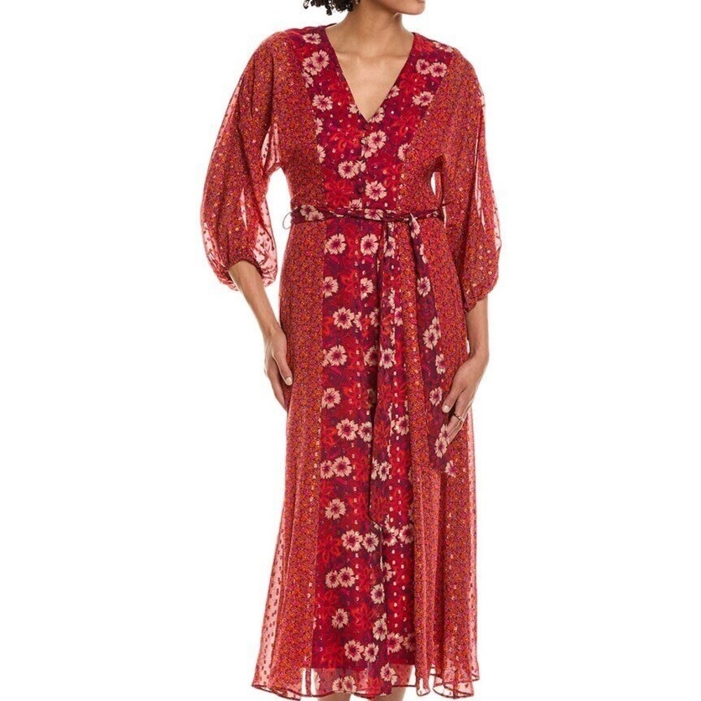 Taylor flowy floral dress waist tie new never worn size 8 boho - Picture 4 of 7